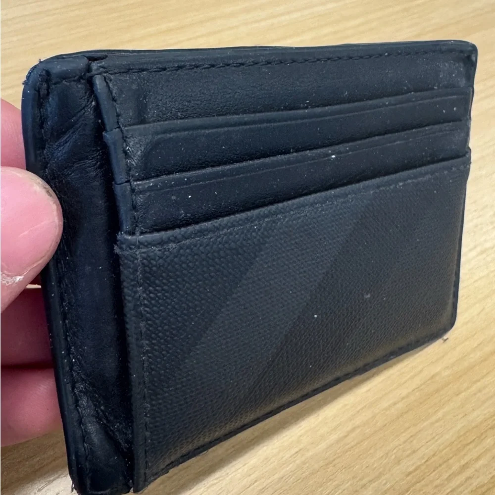 Burberry Black Check Card Holder with Money Clip